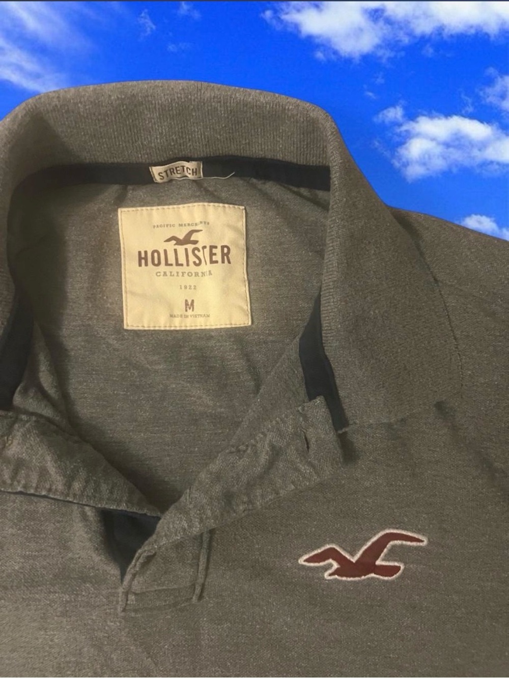 Hollister Men’s Heather Gray Polo with Maroon Logo